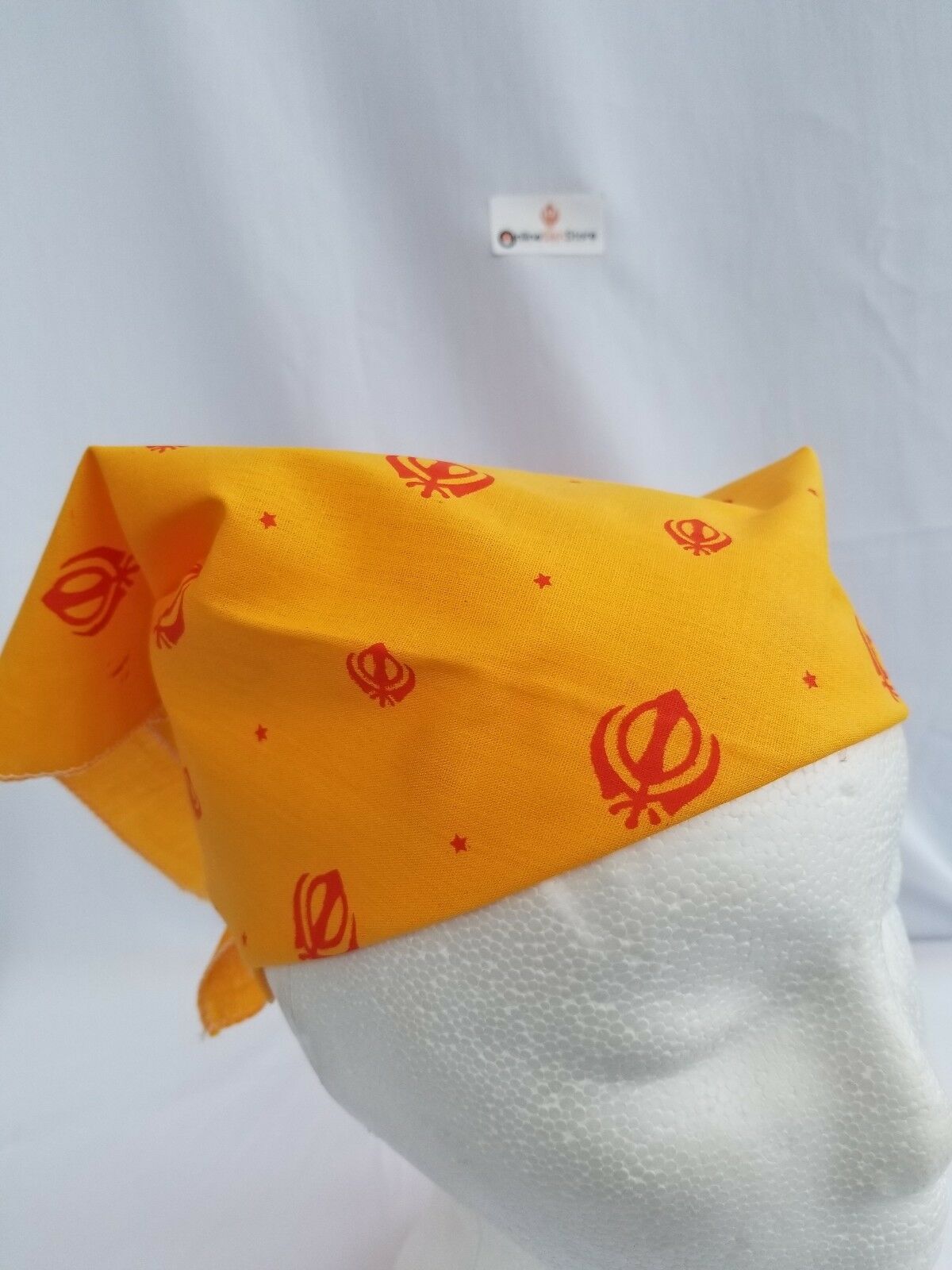 Sikh Hindu Kaur Singh YELLOW Khanda bandana Head Wrap Gear Rumal Handkerchief A1