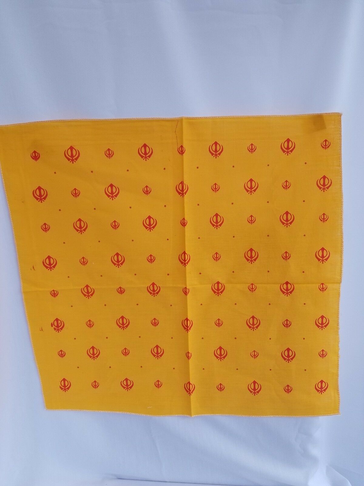 Sikh Hindu Kaur Singh YELLOW Khanda bandana Head Wrap Gear Rumal Handkerchief A1