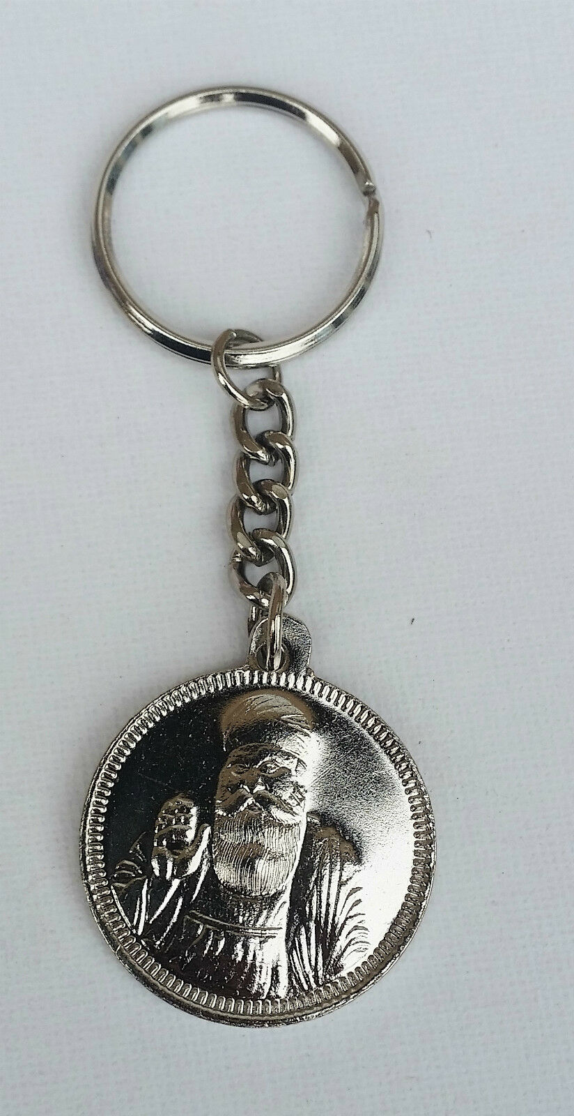 SIKH RELIGIOUS Guru Nank Eik Onkar Chrome Plated KEY RING Punjabi Key Chain O104