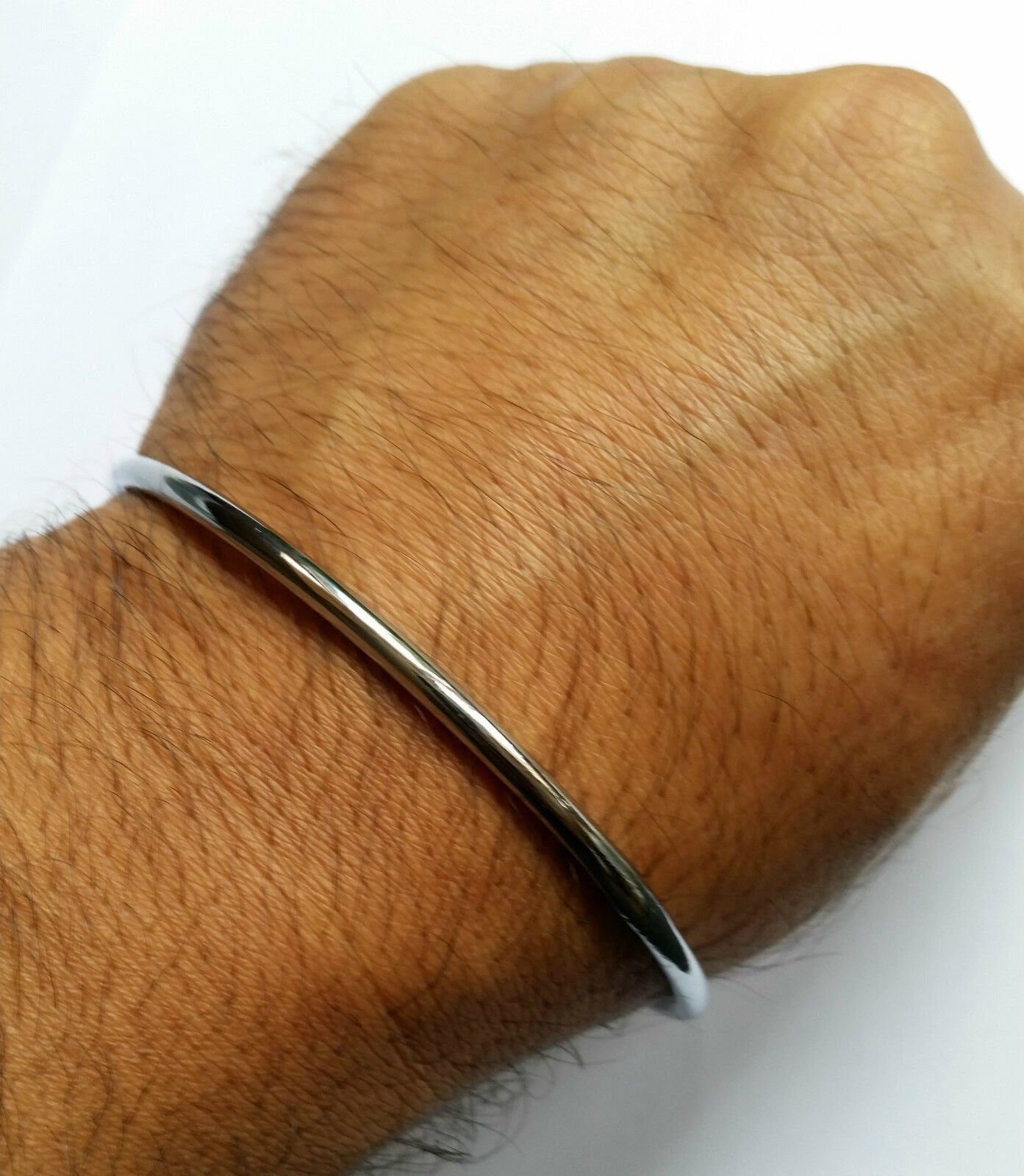 Stunning smooth chrome plated smooth thin sikh singh khalsa kara bracelet kada k