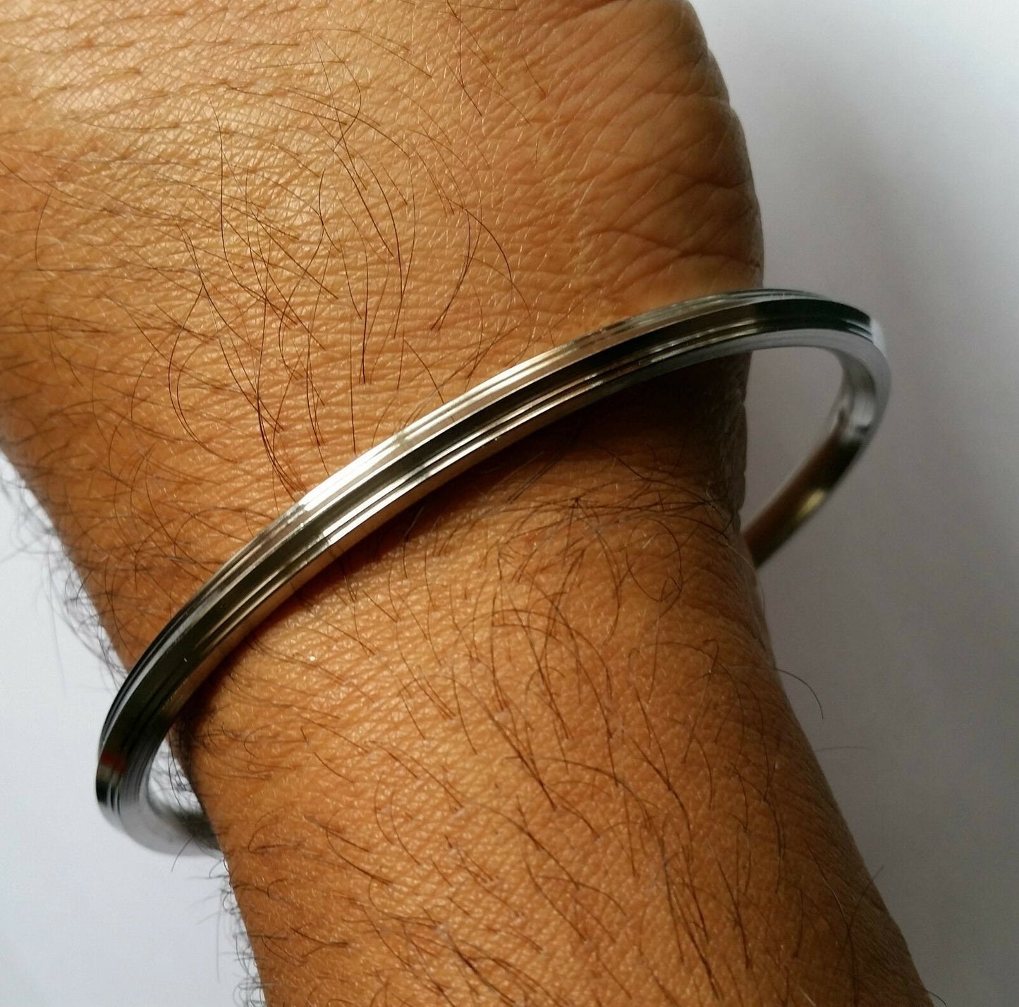 Stunning stainless steel thin 5 lines sikh singh khalsa kara sikh bracelet kada