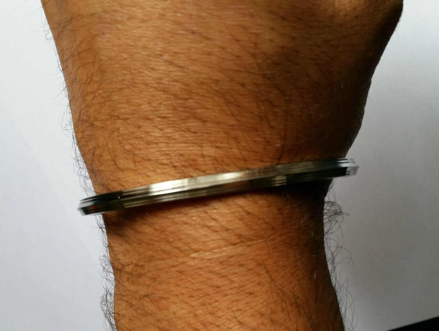 Stunning stainless steel thin 5 lines sikh singh khalsa kara sikh bracelet kada