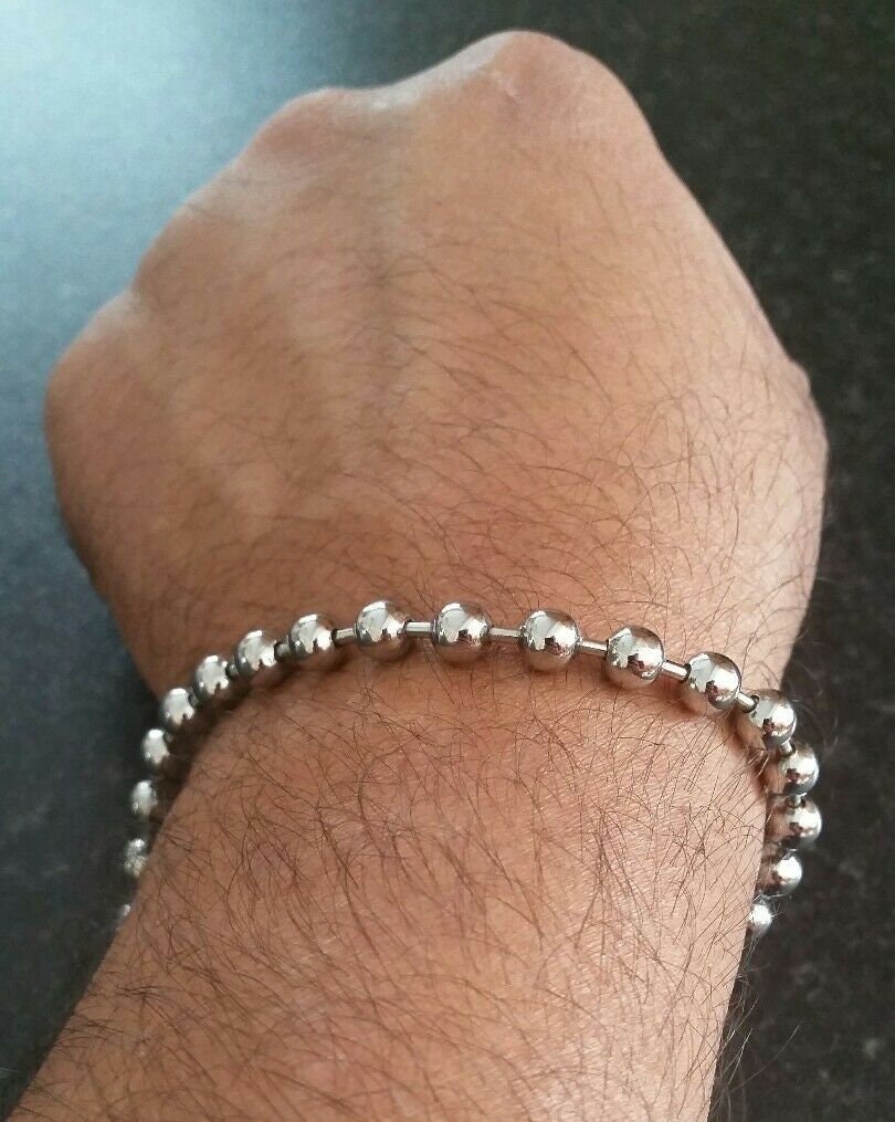 Chrome Plated Steel Meditation Praying Beads Talisman Sikh Simarna Bracelet B2