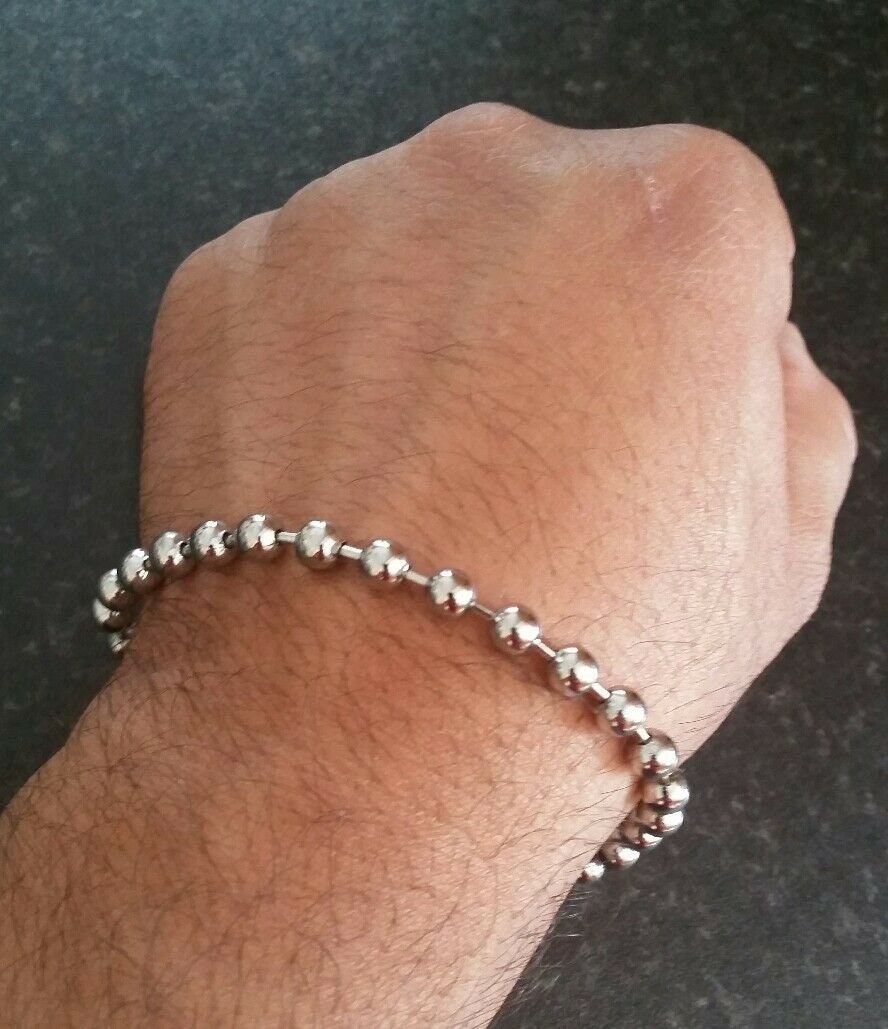 Chrome Plated Steel Meditation Praying Beads Talisman Sikh Simarna Bracelet B2