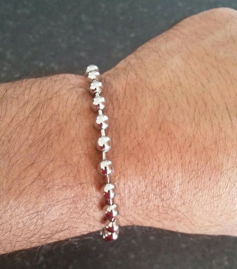 Chrome Plated Steel Meditation Praying Beads Talisman Sikh Simarna Bracelet B2