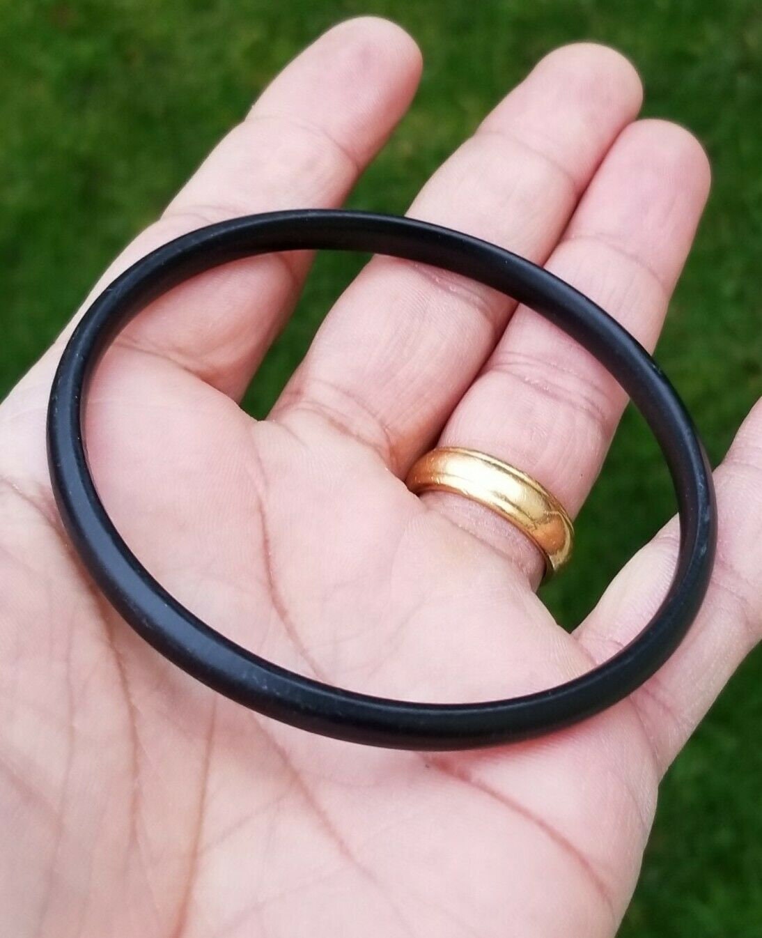 Black Sarbloh Steel Pure Iron Round Smooth Sikh Singh Kaur Khalsa Kara Bangle V4