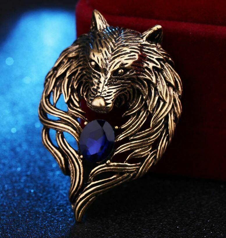 Stunning vintage look gold plated retro wolf celebrity brooch broach pin z18