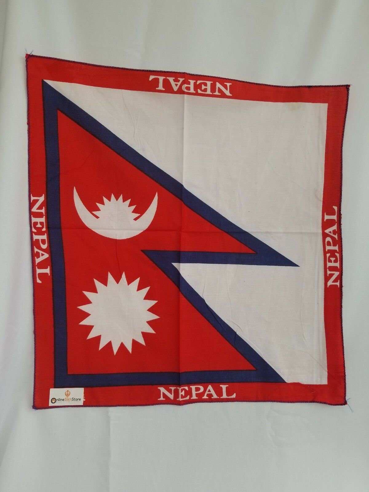 Sikh hindu nepal flag red white blue bandana head wrap gear rumal handkerchief