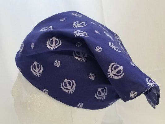 Sikh punjabi singh kaur blue khalsa khandas bandana head wrap gear rumal hankie