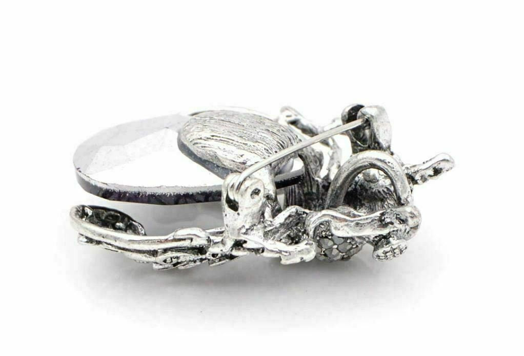 Vintage look silver plated red beetle brooch suit coat broach collar pin b480h