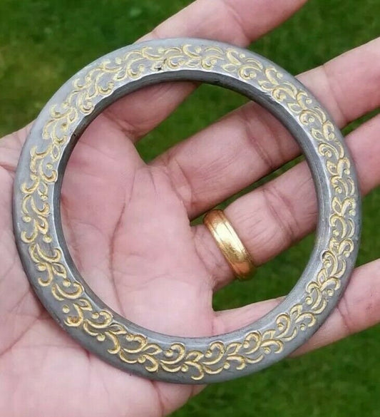 Sikh kara sarbloh floral engraved bangle singh kaur khalsa pure iron kada v8