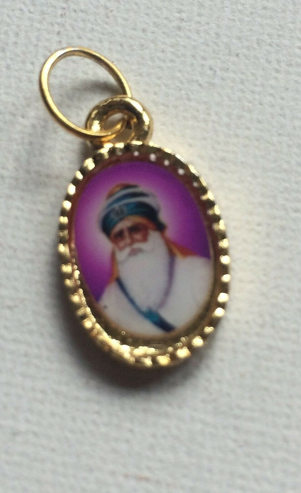 Sikh double sided guru nanak ji baba deep singh gold tone pendant ball chain p3