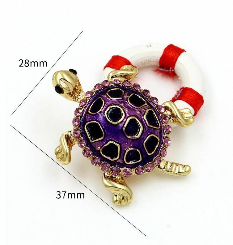 Vintage look gold plated lucky tortoise brooch suit coat broach collar pin b23