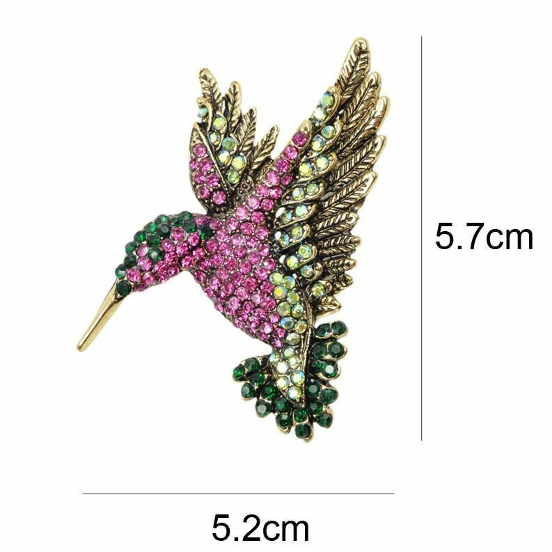 Humming bird brooch vintage look gold plated  suit coat broach collar new pin b8