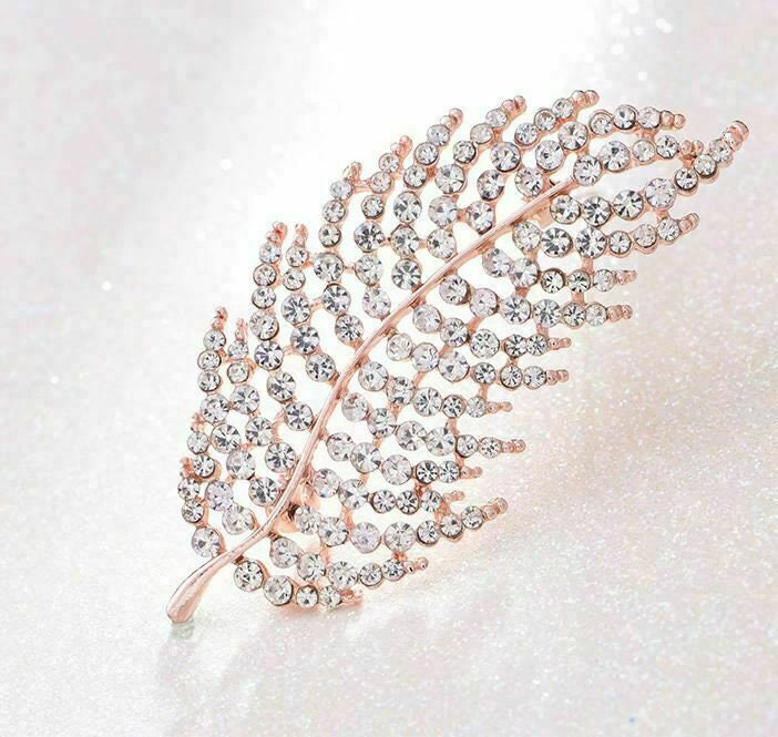 Stunning vintage look rose gold plated retro leaf celebrity brooch broach pin z9