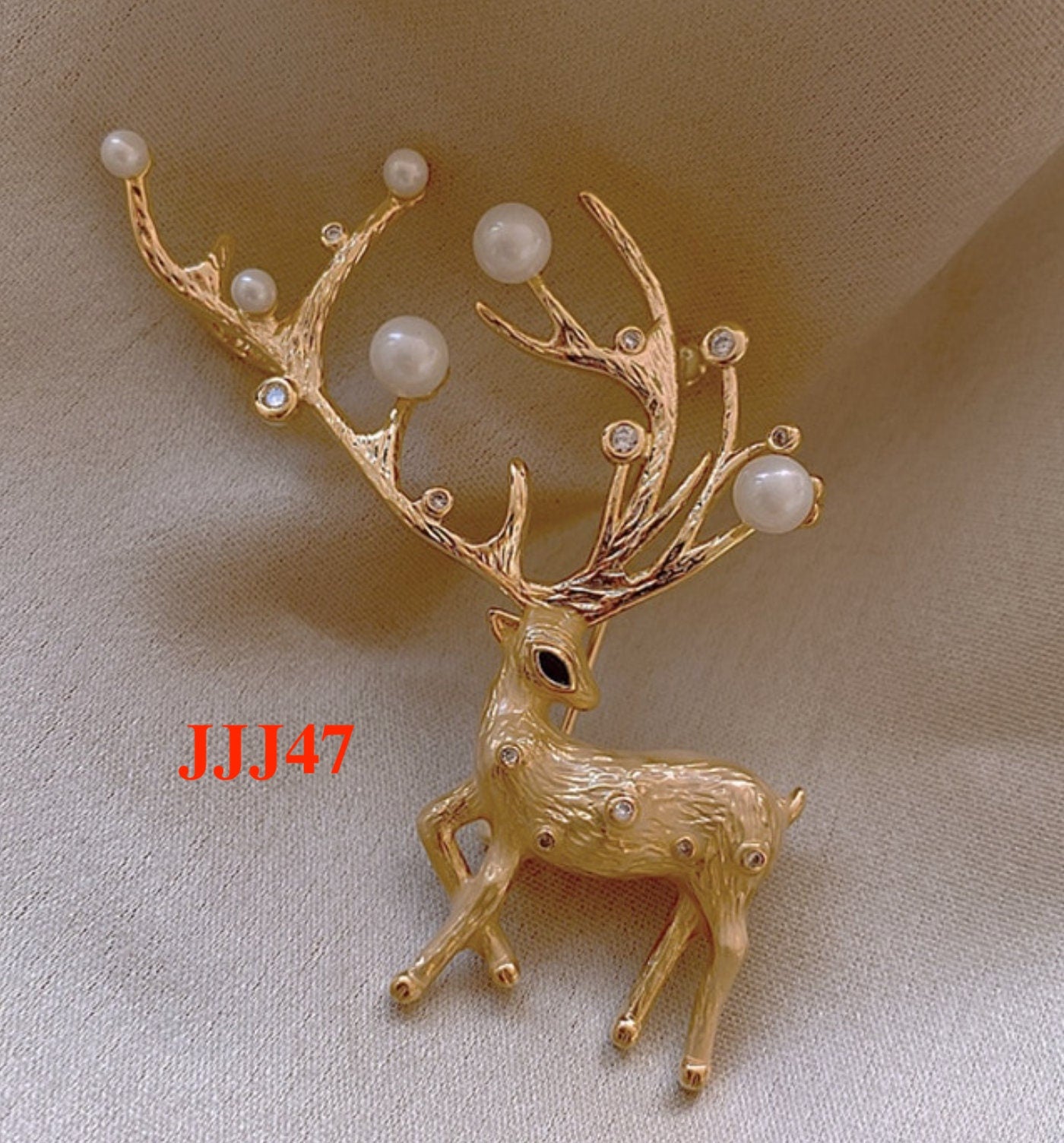 Vintage look stunning rose gold silver plated christmas reindeer brooch pin jj46