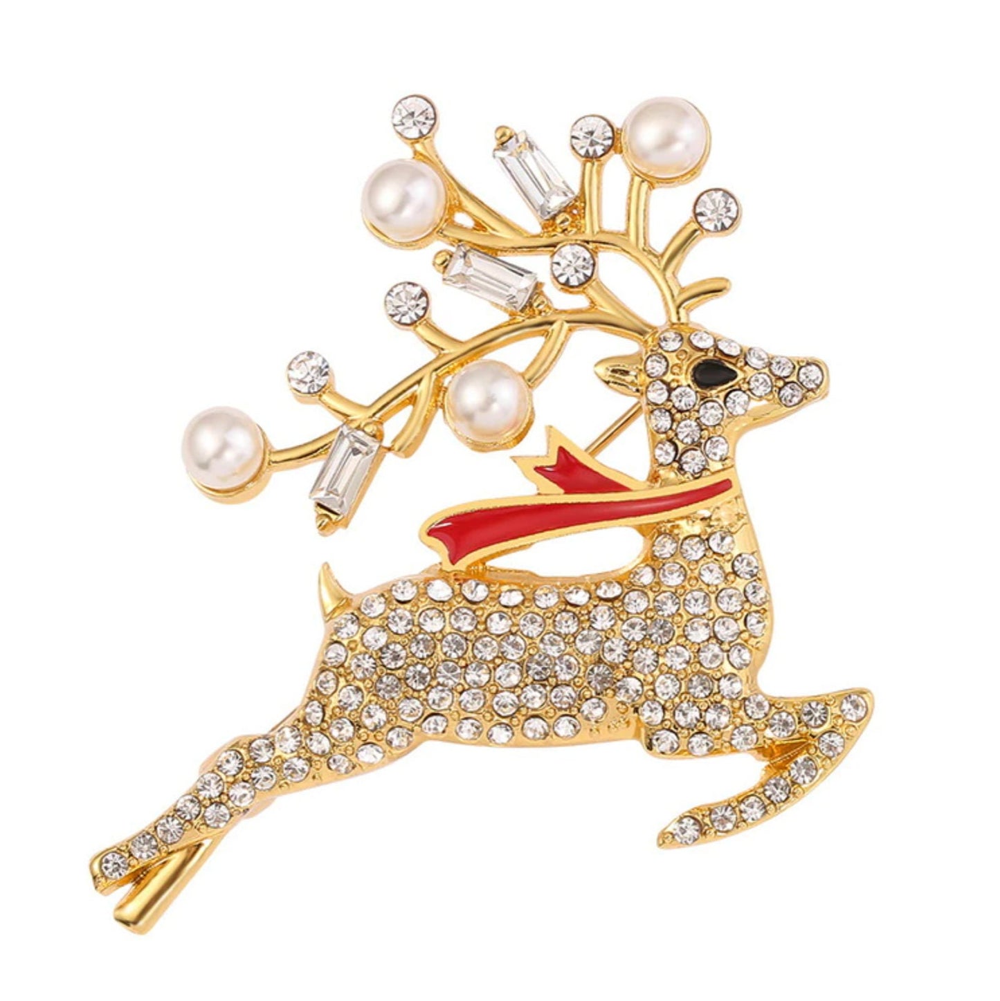 Vintage look stunning rose gold silver plated christmas reindeer brooch pin jj46