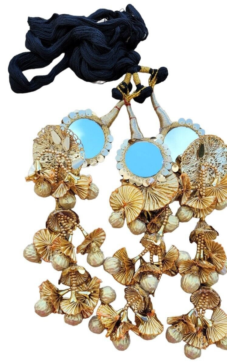 Indian punjabi parandi mehndi jaago mirror bridal patiala paranda hair braid ii5