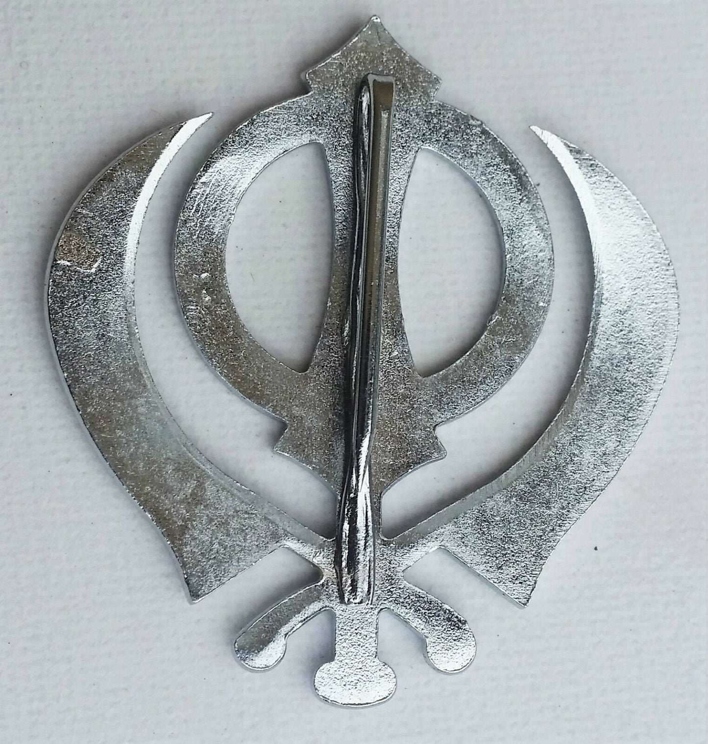 Stunning chrome plated steel sikh khanda brooch pin for singh turban patka pp