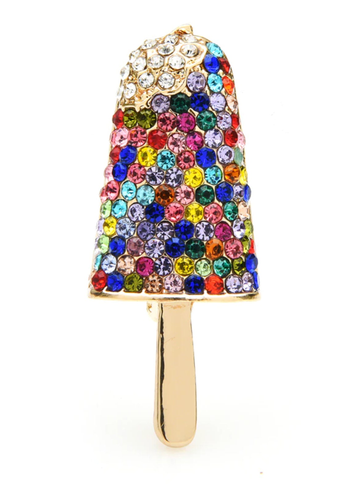 Ice lolly brooch celebrity broach stunning vintage look gold plated queen pin i9