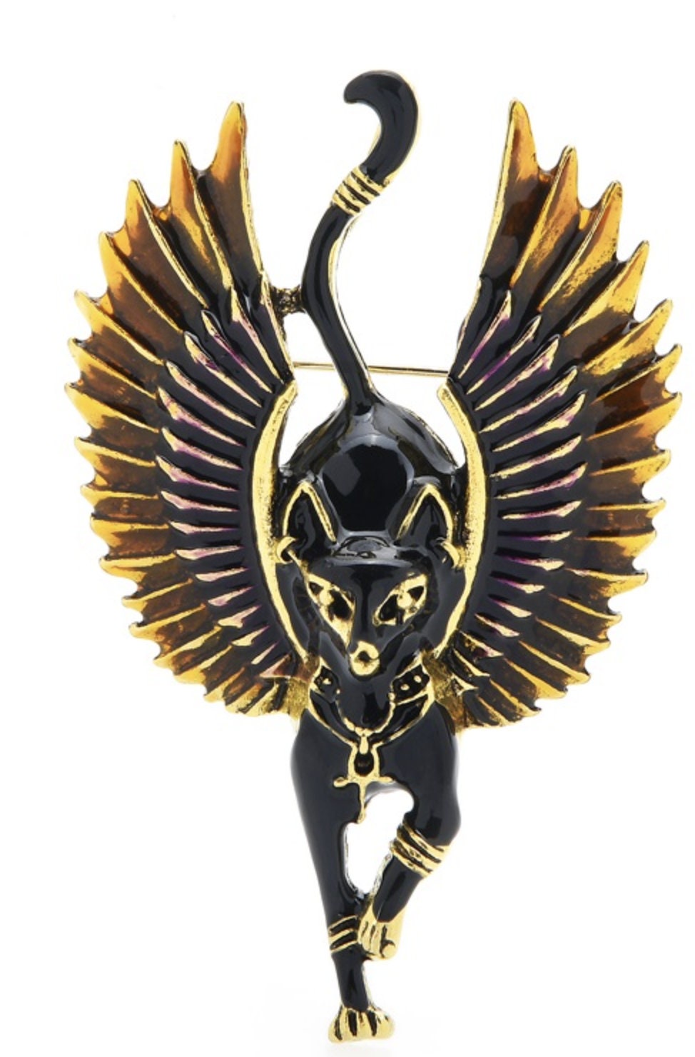 Flying cat angel egypt god gold or silver plated brooch celebrity broach pin k26