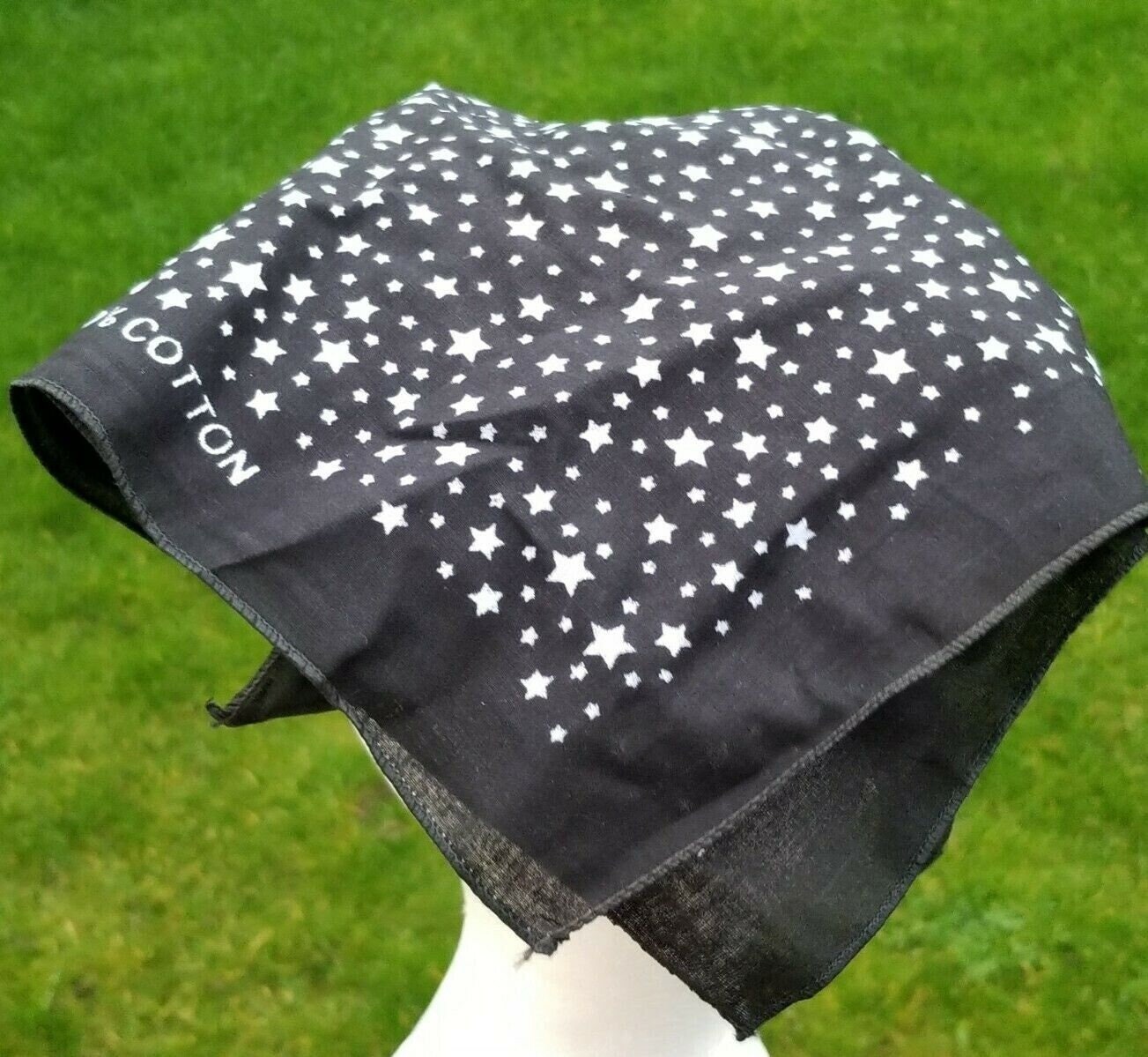 Sikh punjabi black white stars hindu bandana head wrap gear rumal handkerchief y