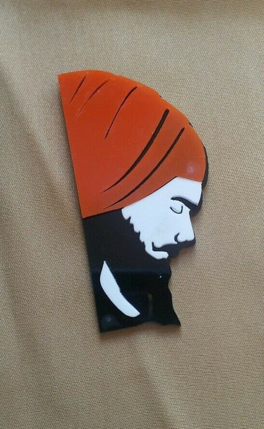 Sikh punjabi fateh orange dumala singh khalsa acrylic adhesive back sticker