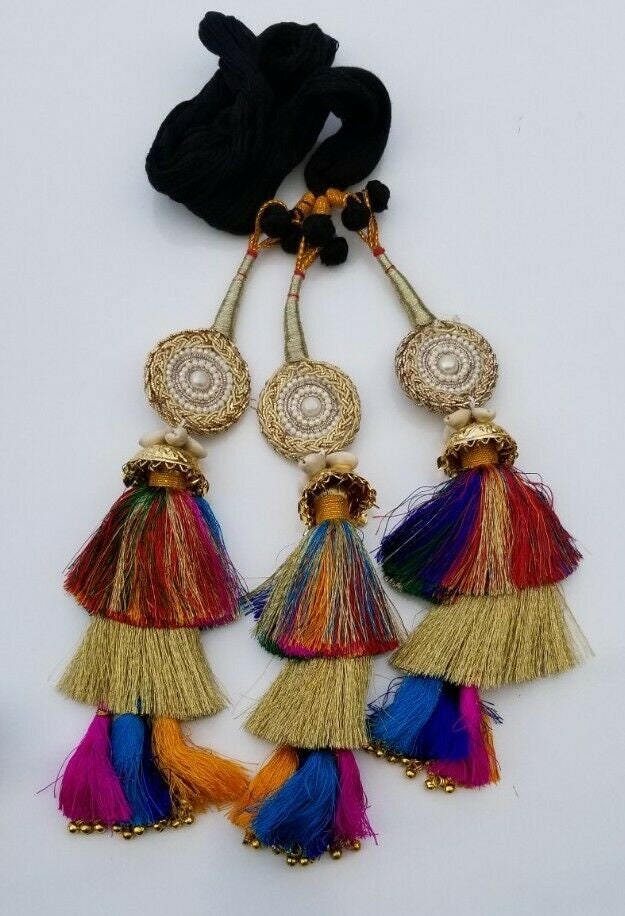Indian punjabi pranda mehndi jagoo mirror bridal patiala paranda hair braid rrr6