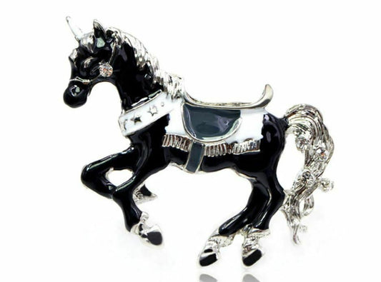 Stunning vintage look silver platd unicorn horse celebrity brooch broach pin z20