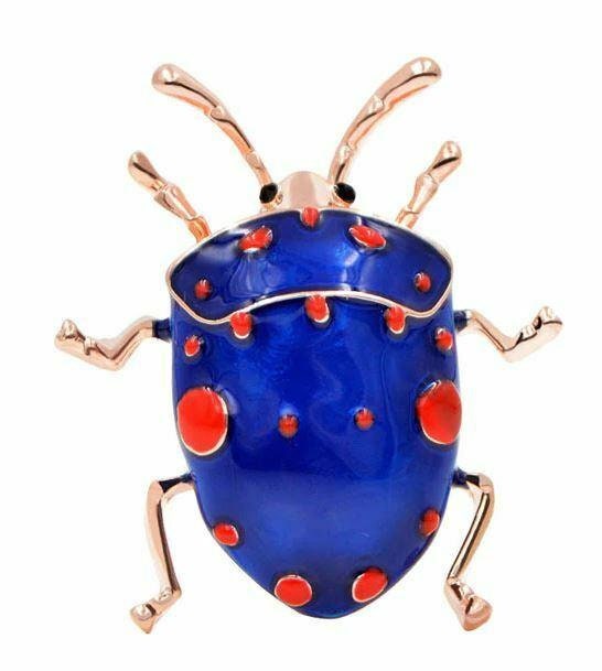 Vintage look gold plated purple beetle brooch suit coat broach pin collar b2