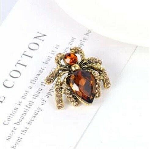 Vintage look gold plated stunning spider brooch suit coat broach collar pin b22