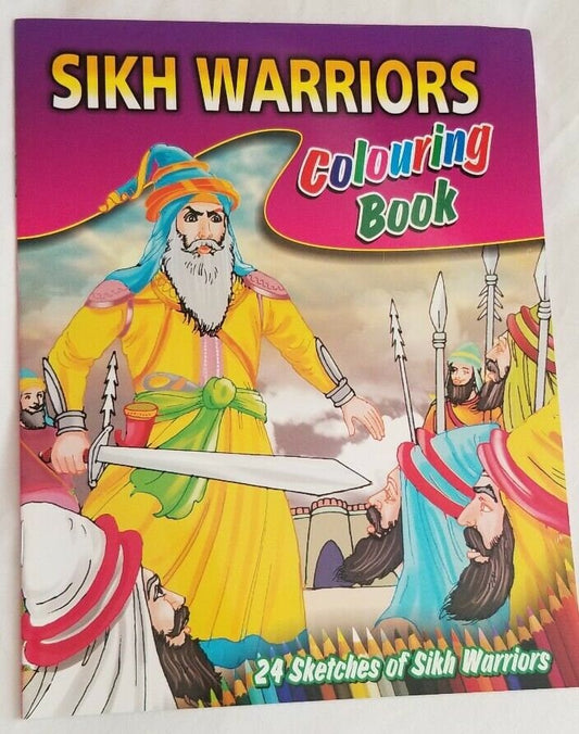 Children colouring book of sikh warriors pictures religious colour book for kids