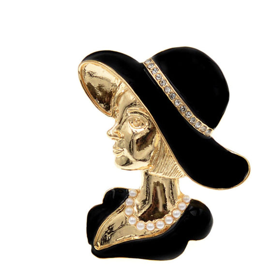 Pretty lady personality brooch retro vintage look gold plated royal pin ggg23