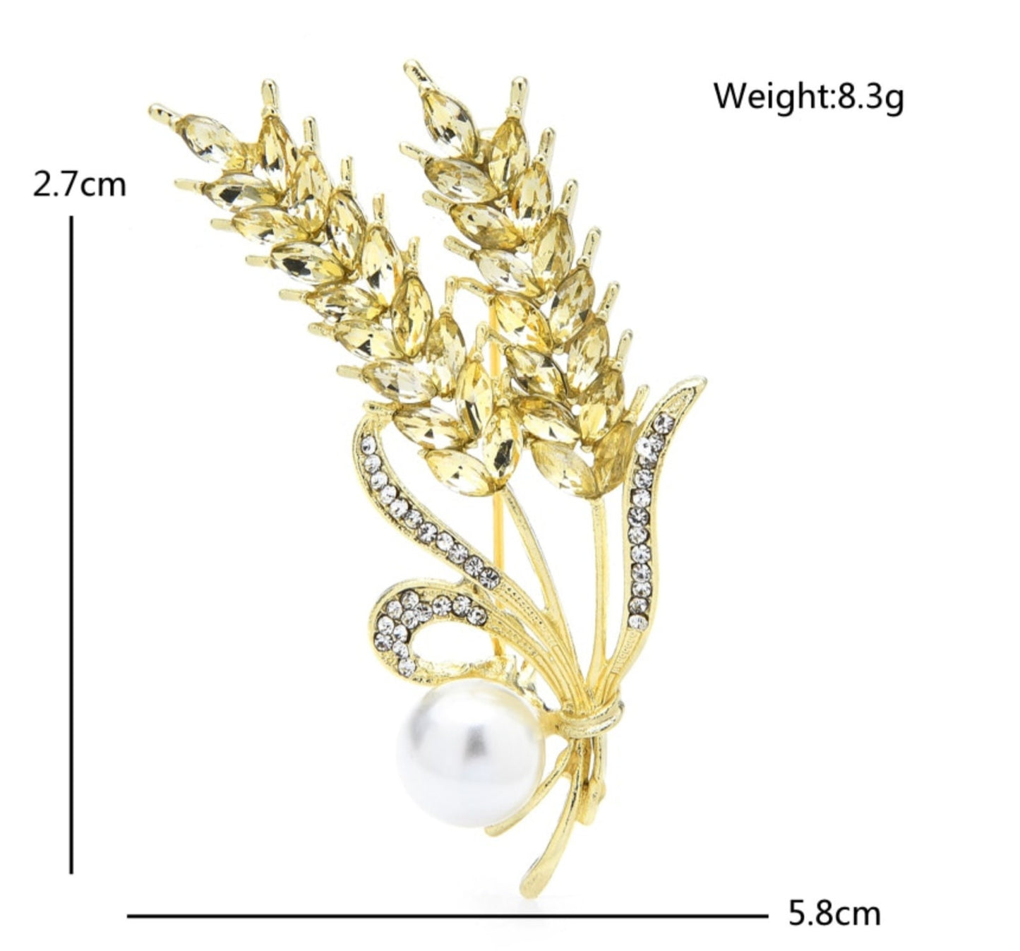 Valentine wheat flower brooch vintage look celebrity broach gold plated pin g85