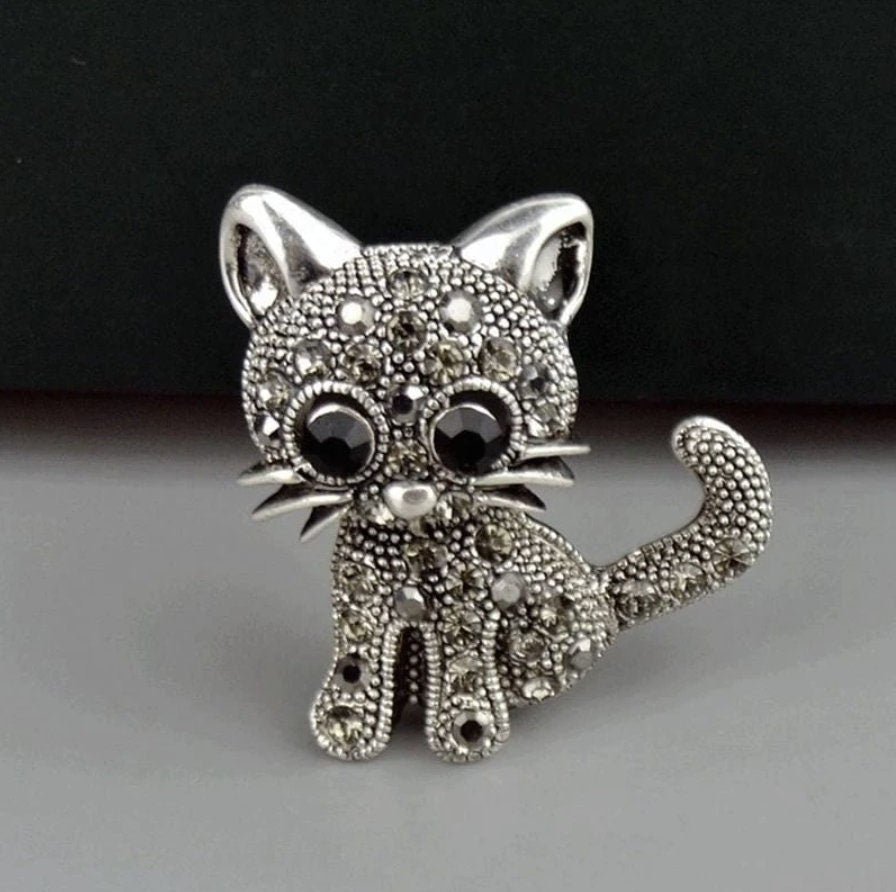 Mothers day cat brooch vintage look celebrity broach silver plated pin ggg93 new