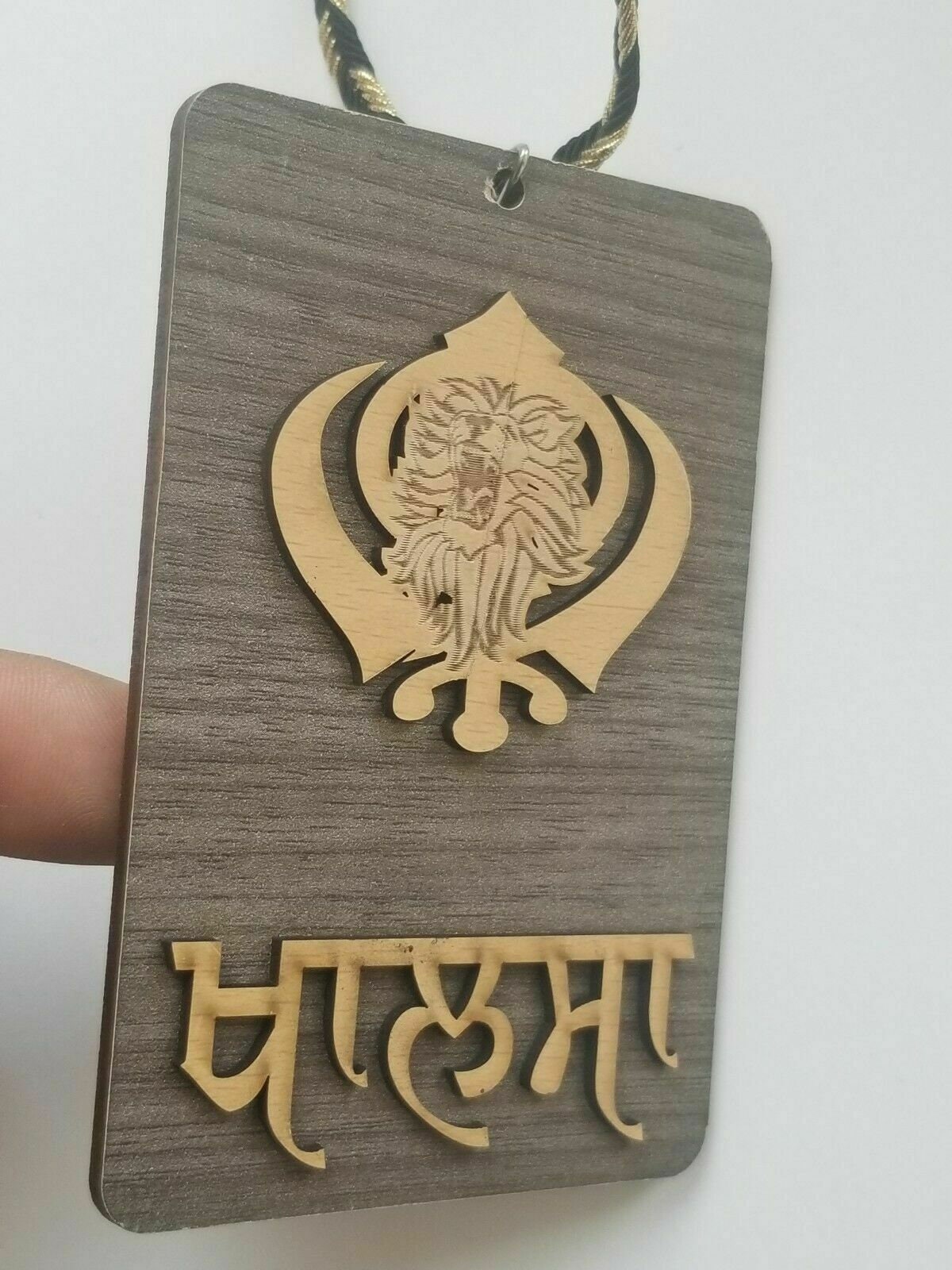 Punjabi sikh wooden lion khanda khalsa singh kaur pendant car mirror hanger aaa4