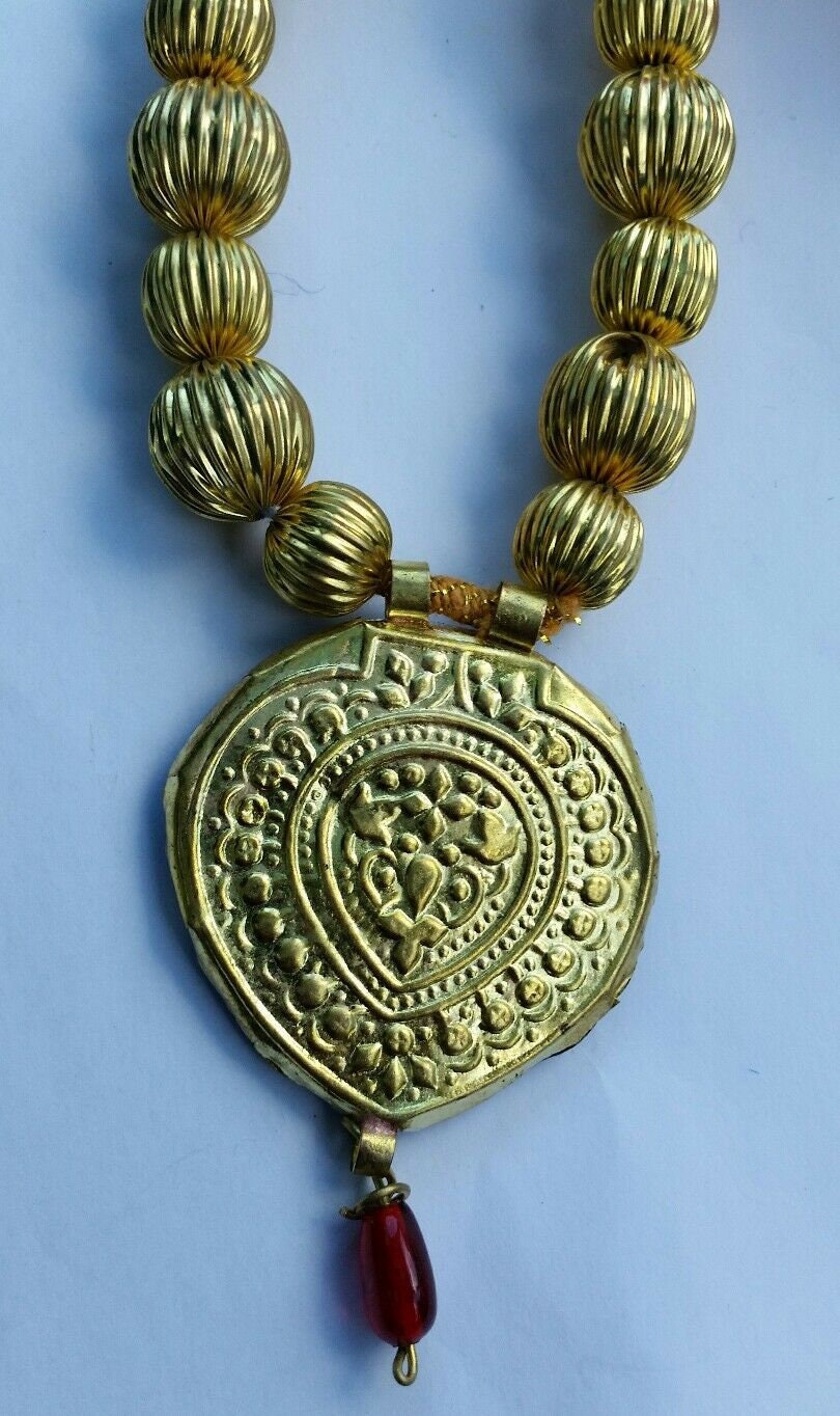 Punjabi folk cultural bhangra gidha kaintha pendant orange thread necklace m21