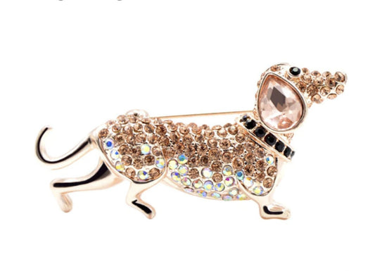 Stunning vintage look rose gold plated retro dog celebrity brooch broach pin gg9