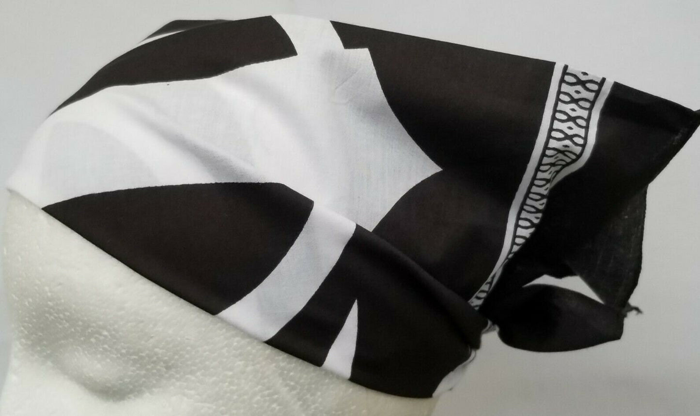 Sikh punjabi singh kaur black khalsa khanda bandana head wrap gear rumal hanky y