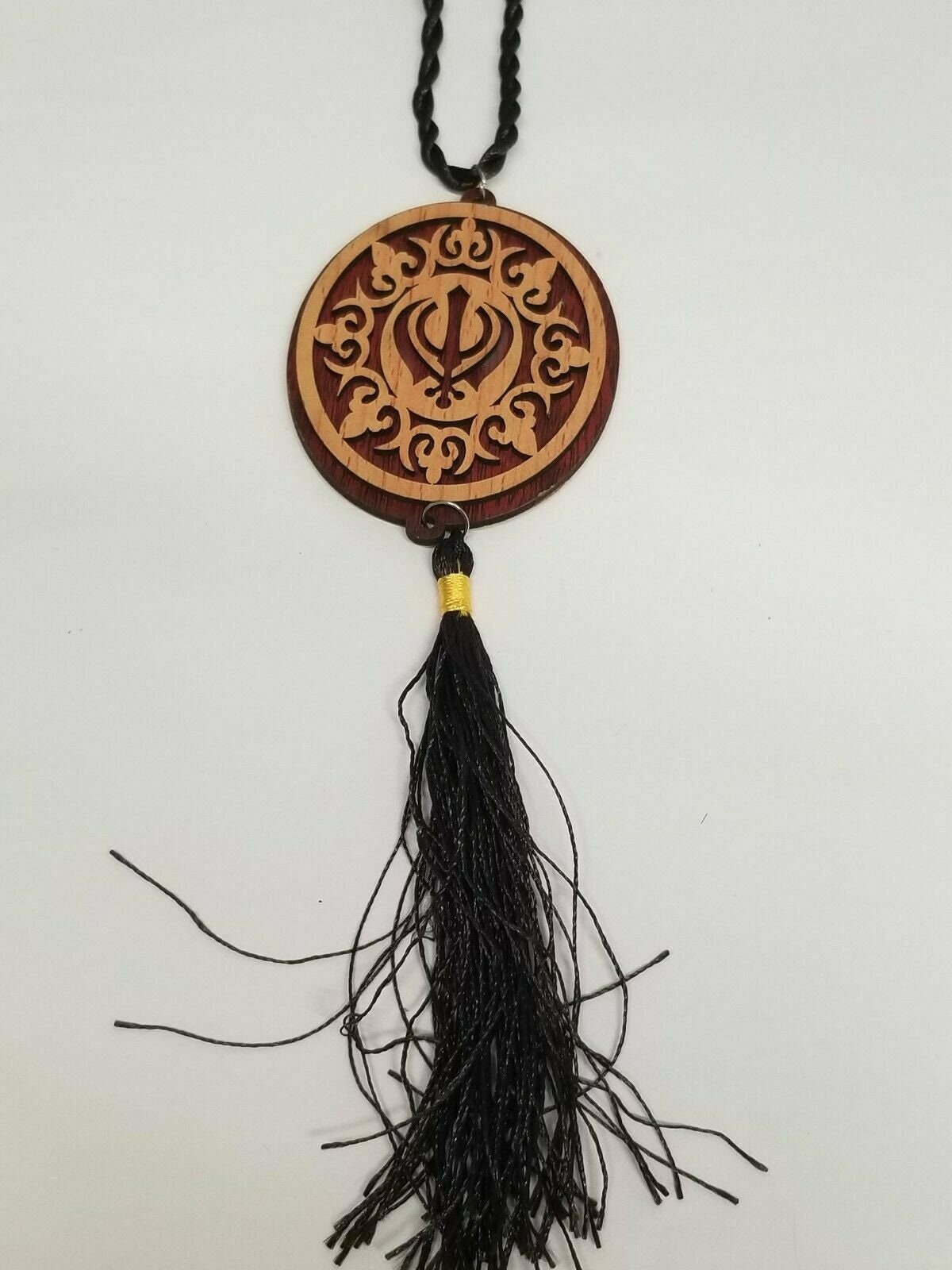 Punjabi sikh wooden khanda stunning pendant evil protection car hanger brown qqa