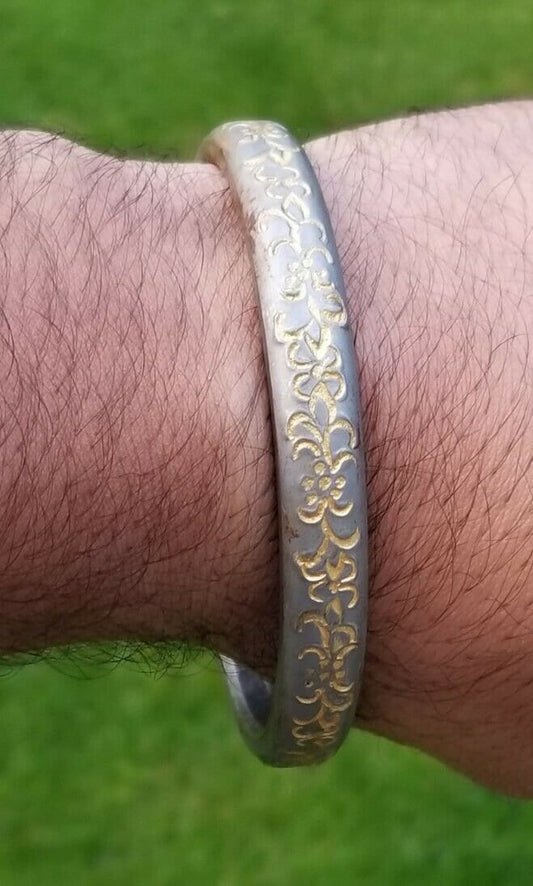 Sikh kara sarbloh floral engraved bangle singh kaur khalsa pure iron kada v12