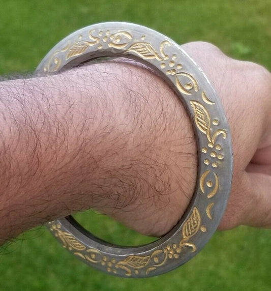 Sikh kara sarbloh floral engraved bangle singh kaur khalsa pure iron kada v14