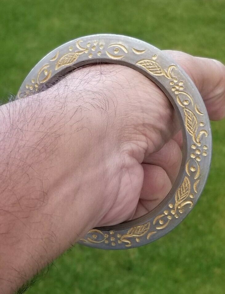 Sikh kara sarbloh floral engraved bangle singh kaur khalsa pure iron kada v14