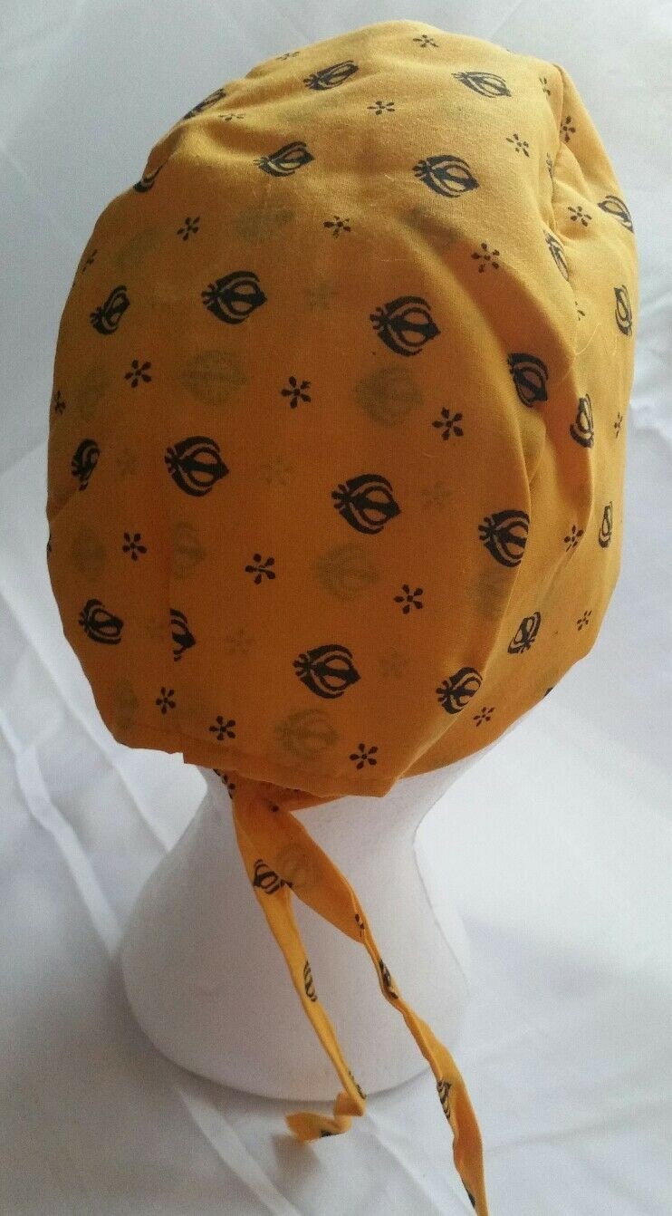 Sikh punjabi kesari orange kids baby patka pathka khandas bandana head wrap gear