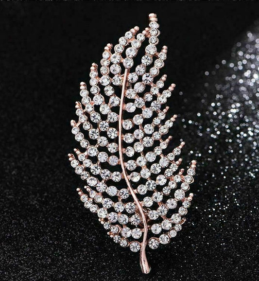 Stunning vintage look rose gold plated retro leaf celebrity brooch broach pin z9