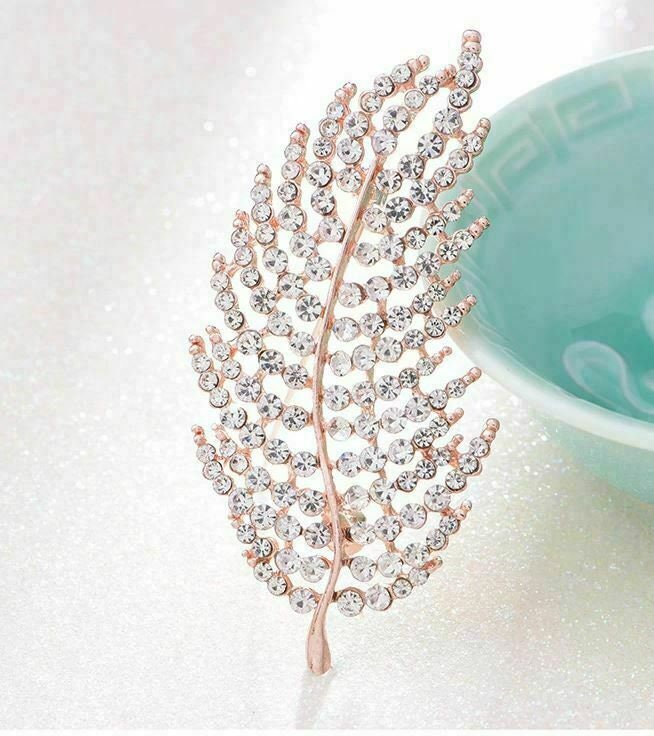 Stunning vintage look rose gold plated retro leaf celebrity brooch broach pin z9