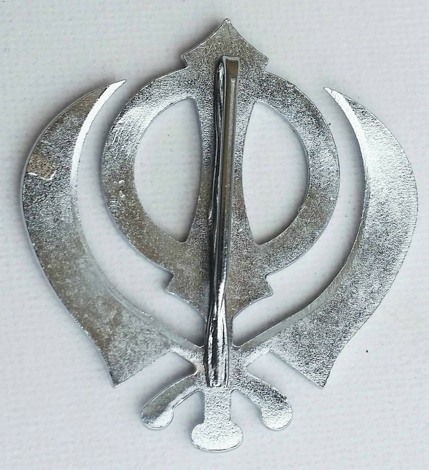 Stunning chrome plated steel sikh khanda brooch pin for singh turban patka pp