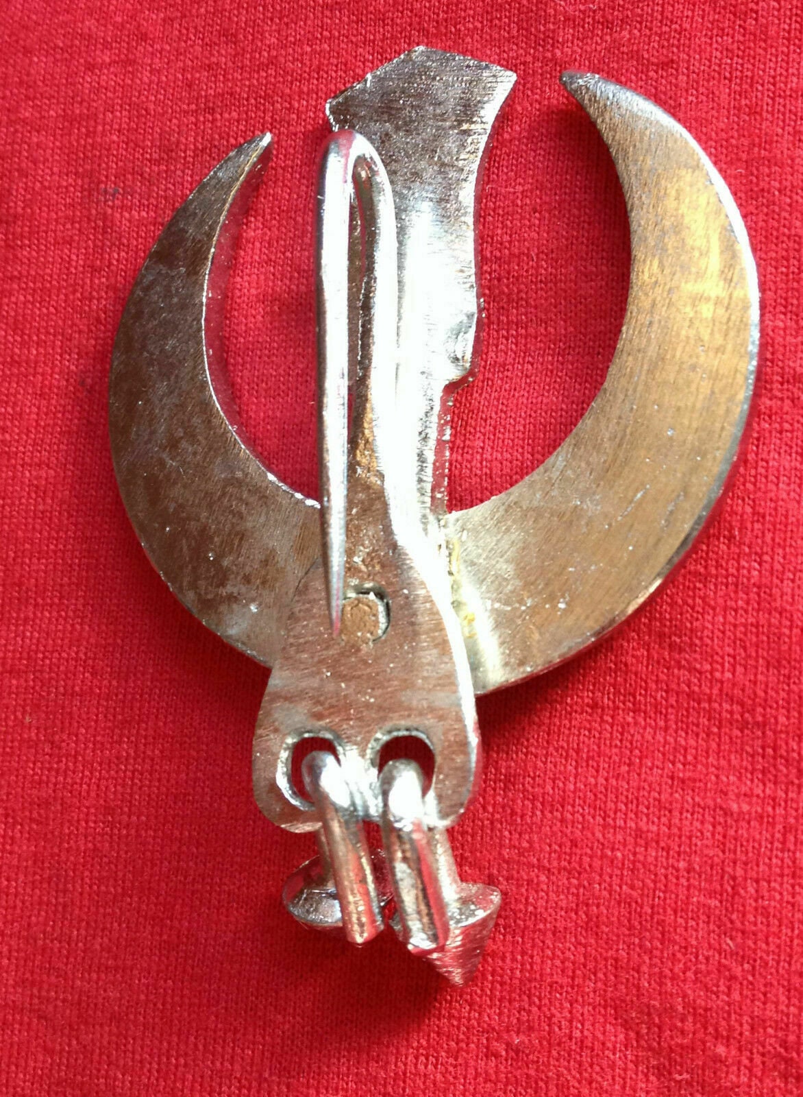 Sarbloh chand tora hand made punjabi sikh singh kaur khanda pin brooch gift bbb1