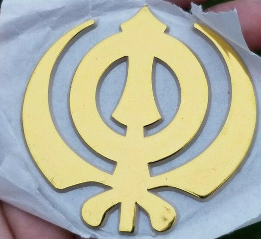 Sikh punjabi large golden khanda singh kaur khalsa acrylic adhesive sticker mm1