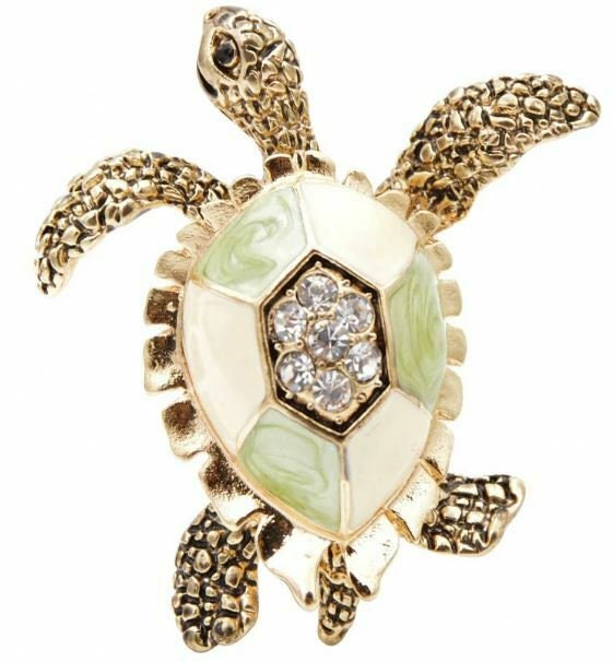 Stunning vintage look gold plated retro tortoise celebrity brooch broach pin f17